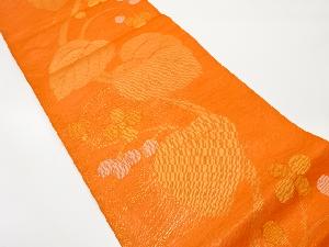 正絹　紗　蔦の葉に花模様織り出し　夏用袋帯